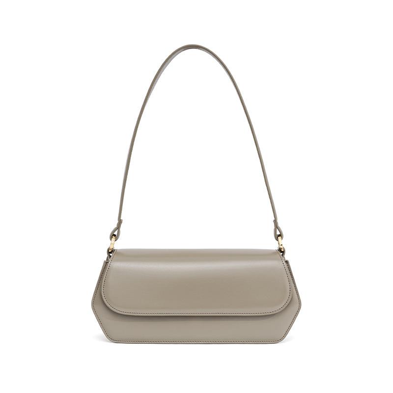 

Весенние женские сумки из коровьей кожи на одно плечо, ретро-сумка через подмышку, женская простая стильная ручная сумка (20cm<Max Length<30cm) светло-серый