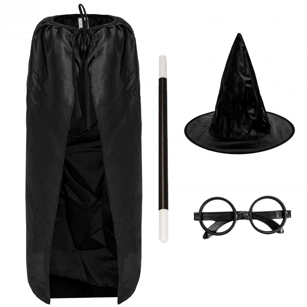 Wizard Set: Cape, Hat, Glasses, Wand