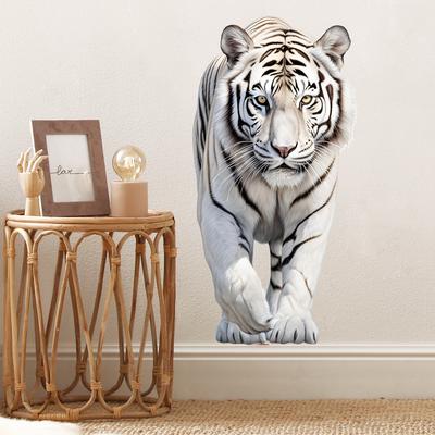 Mighty White Tiger Home Wall Decoration Stickers, Glass Doors And Windows, Multi-Scene Layout Stickers, 30*60Cm