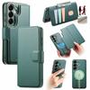 CASENEO MW-07 For Samsung Galaxy S25+ Magnetic Case RFID Blocking Wallet Stand Leather Phone Cover with Wristband