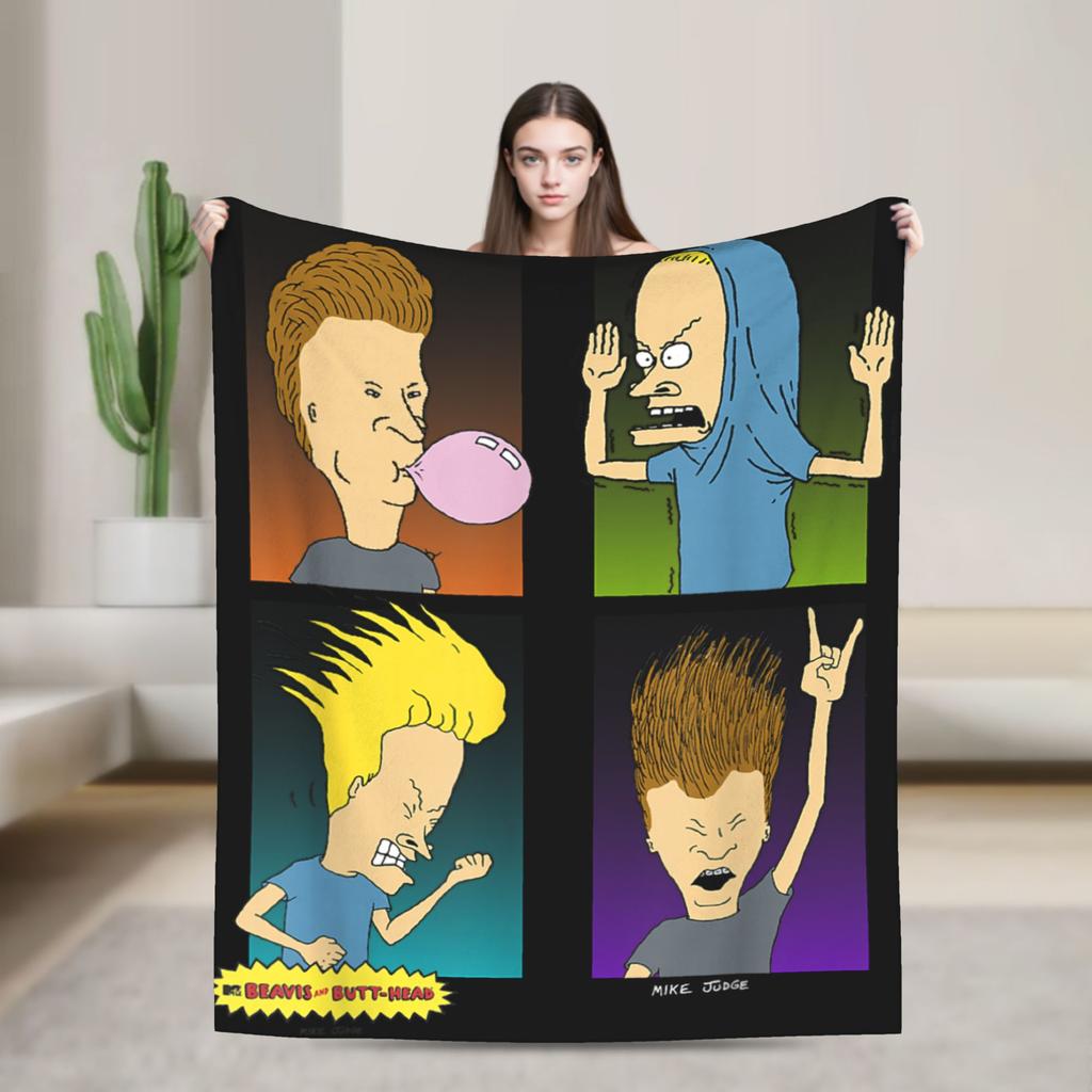 Beavis a Butt-Head Smějící se deka Pikniková flanelová přehozová deka Pro domácí dekoraci Teplý design Kvalitní přehoz Nápad na dárek