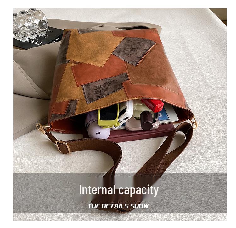 2024 Neue Patchwork Colorblock Crossbody Tote - Damen Große Kapazität Lässige Einzel-Schultertasche für Studentinnen