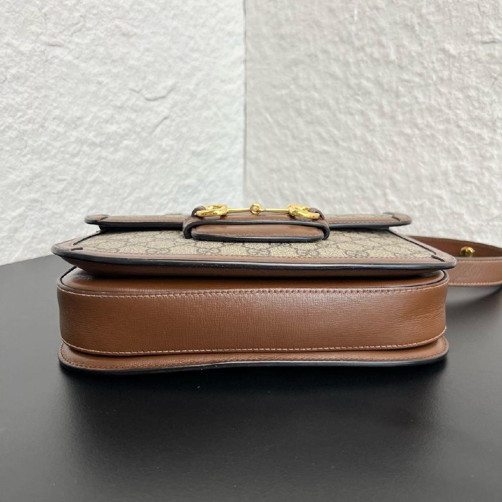 [Pre-Owned] Horsebit 1955 Logo Canvas And Leather Saddle Bag - Very Good #XPHHF5