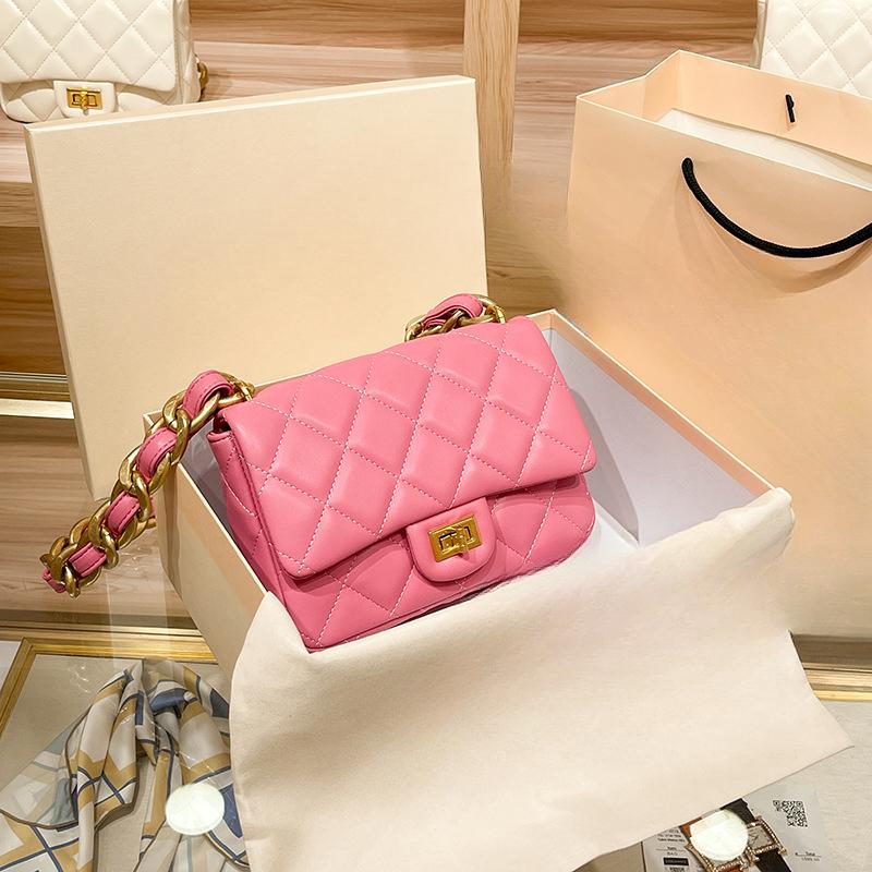 JMG Bags Tas Vrouw Lente Zomer Klein Geurige Wind Zacht Leer Vierkant Dikke Ringkettingtas Mode Dikke Ketting Schoudertas