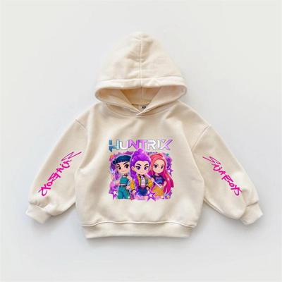 Pinke Hoodies Demon Huntrix Langarm-Sweatshirts Mädchen Kind Trendy Lässig Kapuzenoberteile Kinder Neu Locker Mode Herbstkleidung