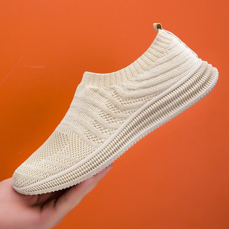 

Модная мужская обувь новая летняя сетчатая дышащая обувь из мушиного трикотажа мягкая подошва износостойкая универсальная обувь-носки 44 бежевый