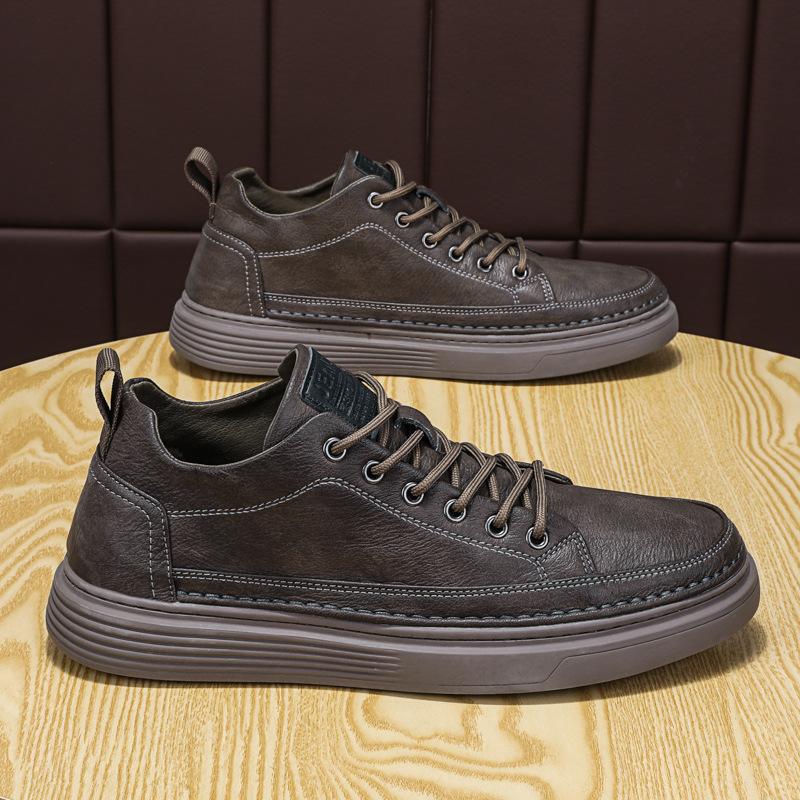 

2025 summer new casual small black shoes men s Korean version of fashion sports board shoes low-top labor insurance work shoes men 44 коричневый