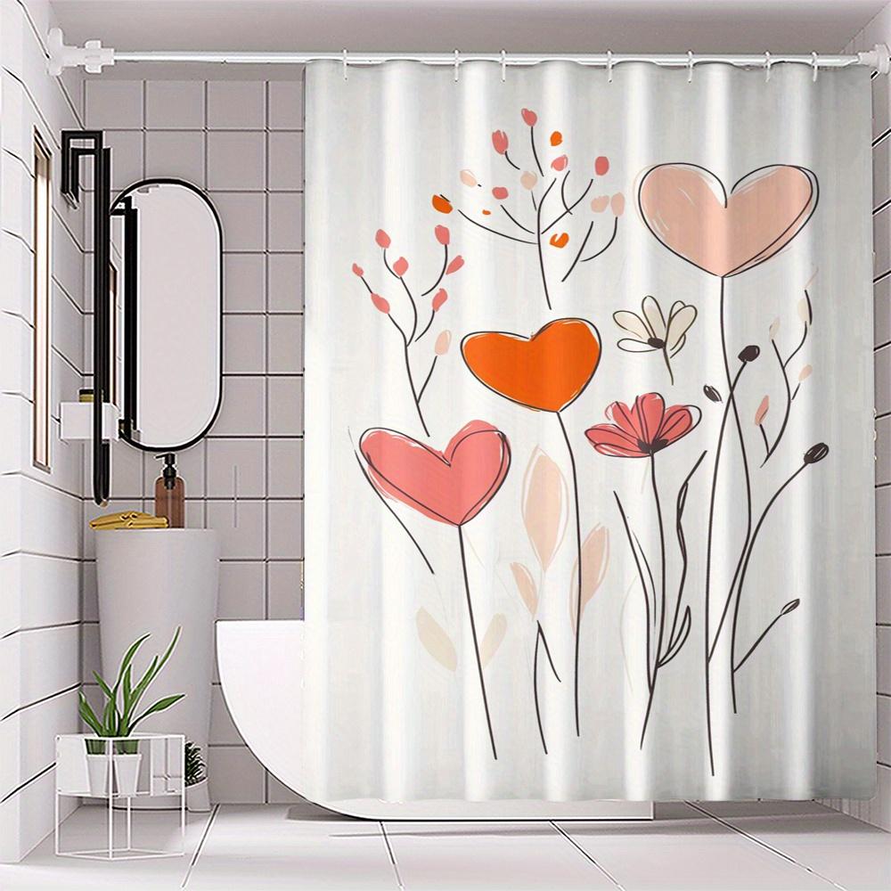 

Polyester Shower Curtain - Vibrant Floral Digital Print, No-Drill Hooks, Machine Washable, Modern Minimalist Design W90XH180cm
