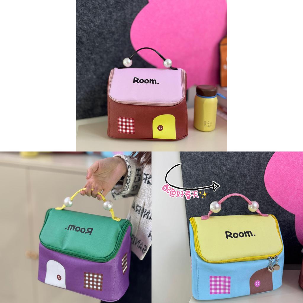 Canvas Cartoon Style Makeup Bag With Large Capacity Waterproof For Travel And Daily Use