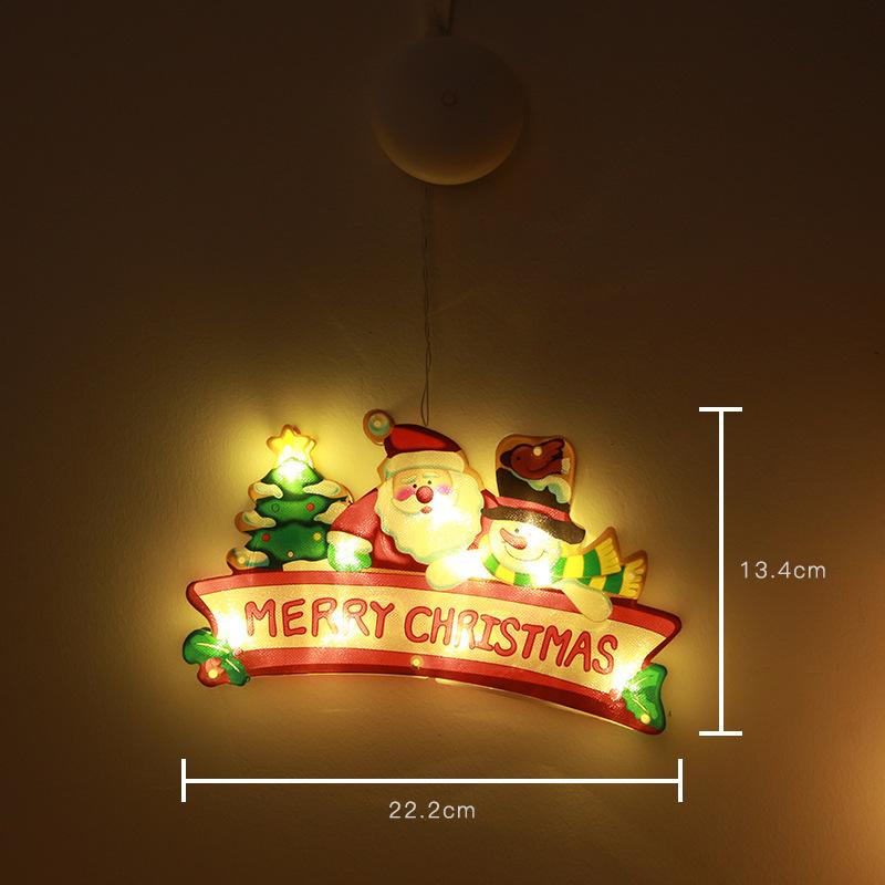 MAITA LED Luci a ventosa Babbo Natale Pupazzo di neve Luci da appendere alla finestra Luci decorative per l'albero di Natale