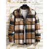 Spring and Autumn New Style Elegant Lapel Checkered Men's Shirt Retro Brushed Casual Long Sleeve Jacket