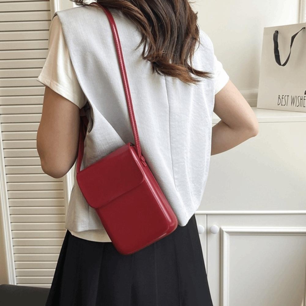 Einfarbiges quadratisches Handy-Tasche Koreanische Umhängetaschen Tragbare Klapp-Schultertasche Handtaschen