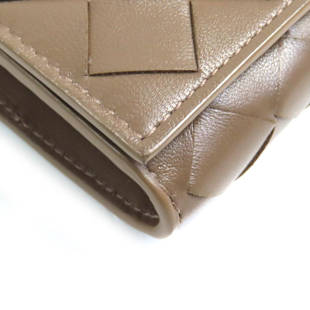 Excellent BOTTEGAVENETA Purse INTRECCIATO Flap Wallet Bifold Wallet Brown  Used
