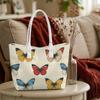 Vintage Butterfly Printed Tote Bag Casual Daily Shoulder Bag for Women Stylish Large Capacity Commute Handbag