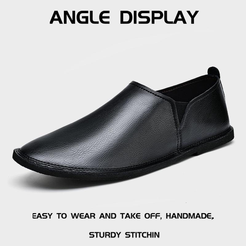 Fashion Business Breathable Loafers Mens Genuine Leather Flats Comfortable Soft Sole Shoes Moccasins Ultra-light Slip on Walking Shoes