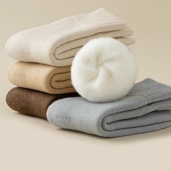 5 Pairs Men's Fleece-Lined Thermal Crew Socks Soft Cozy Winter Floor Socks Thick Warm Mid-Calf Snow Socks