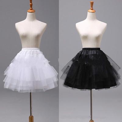 Weiße oder schwarze kurze Petticoats für Damen, A-Linie, 3-lagiger Unterrock für Hochzeitskleid
