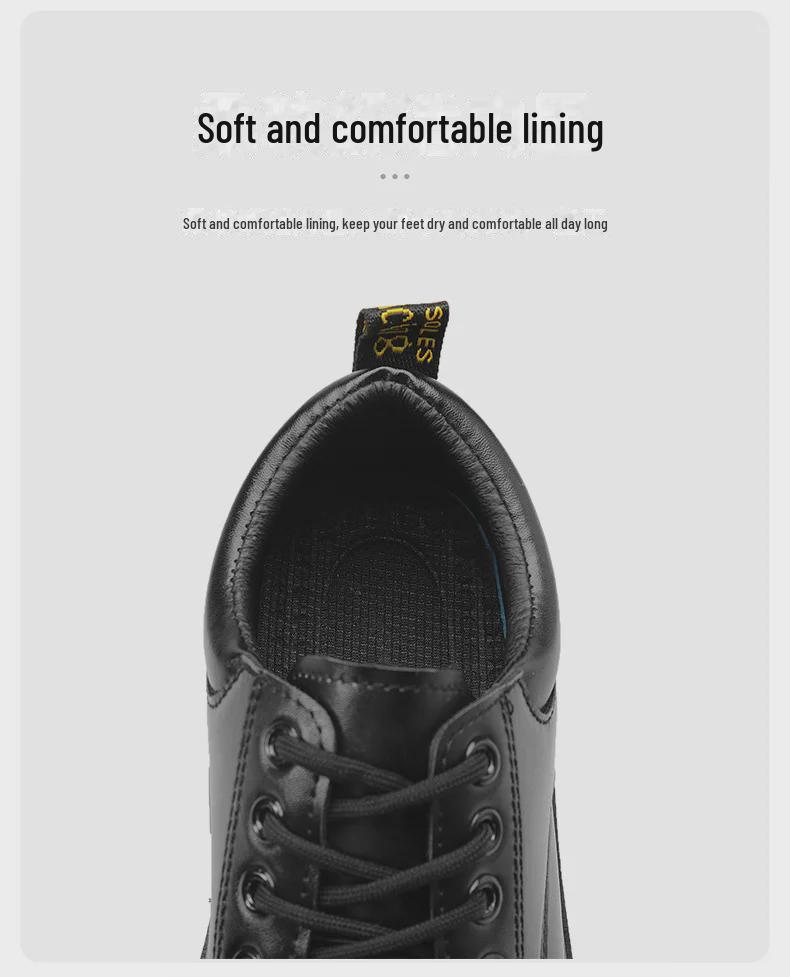 Men's Black Lace-Up Leather Shoes: Casual, Formal, Height-Boosting, Round Toe