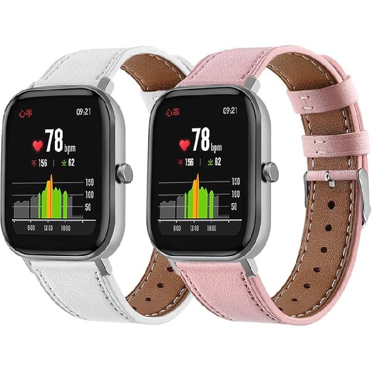 FitTurn Leather WatchBand Compatible with Amazfit Bip 6/Bip 5/Pace/Cheetah/Stratos 2 3/GTR 4/GTR 3/GTR 3 Pro/GTR 2/GTR 2e/GTR 47mm Smart Watch for