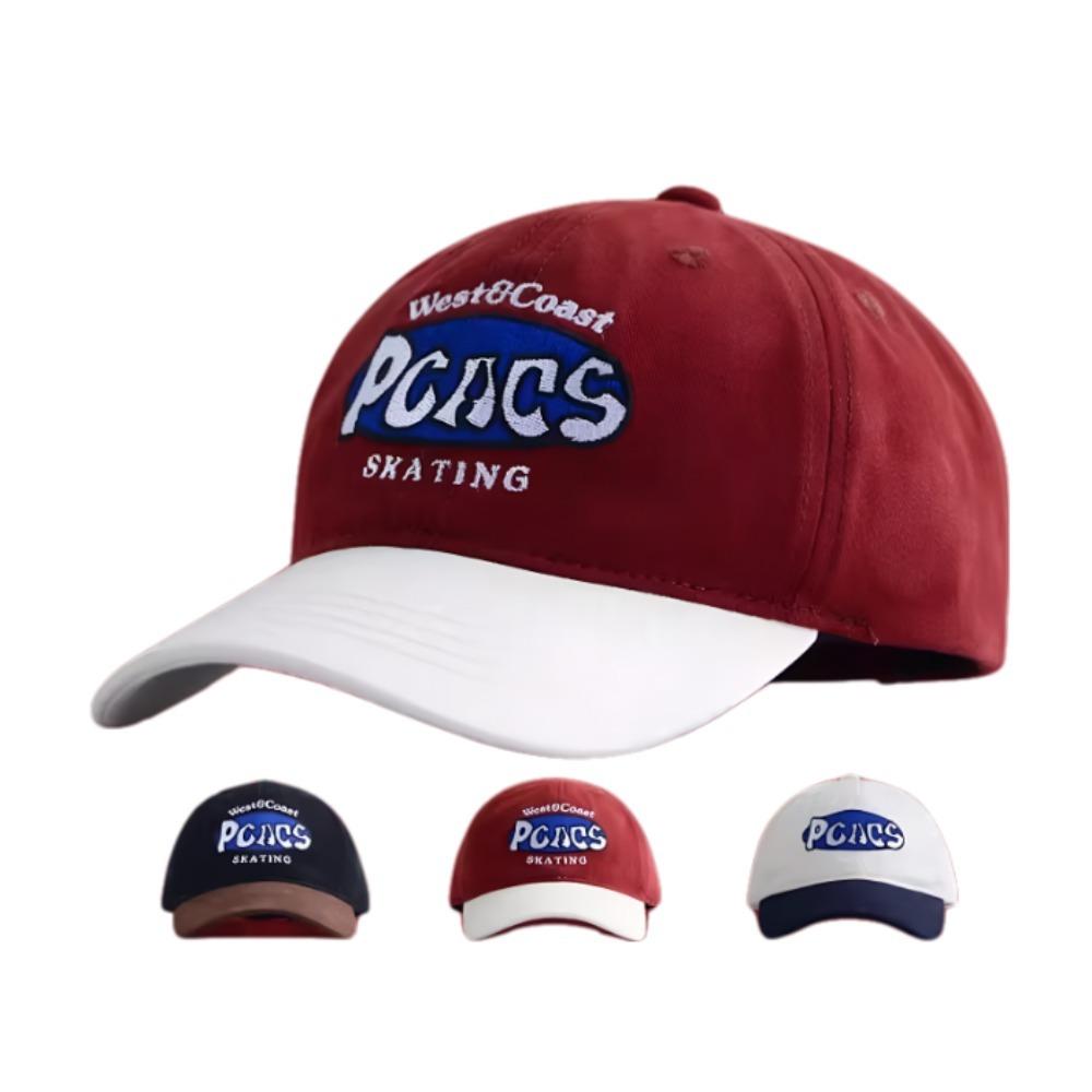 

Vintage Cotton Curved Brim Baseball Cap Unisex Embroidery Letter Patchwork Multi-Color Block Outdoor Casual Fashion Hat Adjustable красный