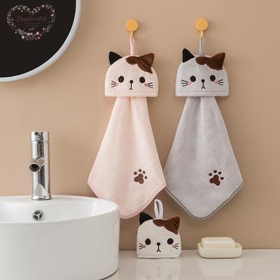 Cartoon Coral Fleece Quick Drying Children's Hand Towel Absorbent and Hanging Style Hand Towel Household Kitchen Multifunctional Hanging Towel