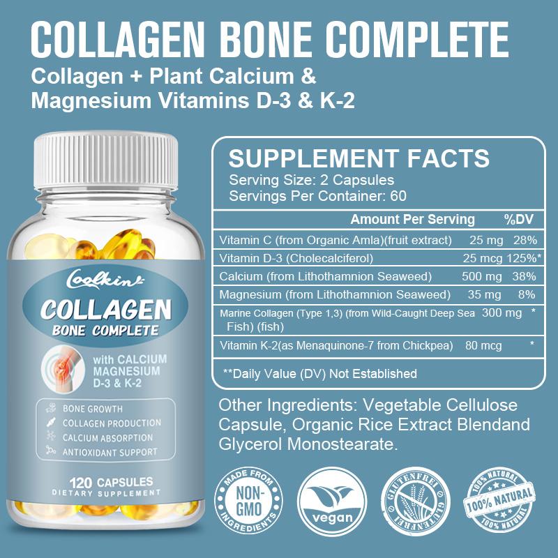 Kollagen Knochen Complete - Gelenk- & Knochenpflege, Hautgesundheit Anti-Aging, Maximale Stärke