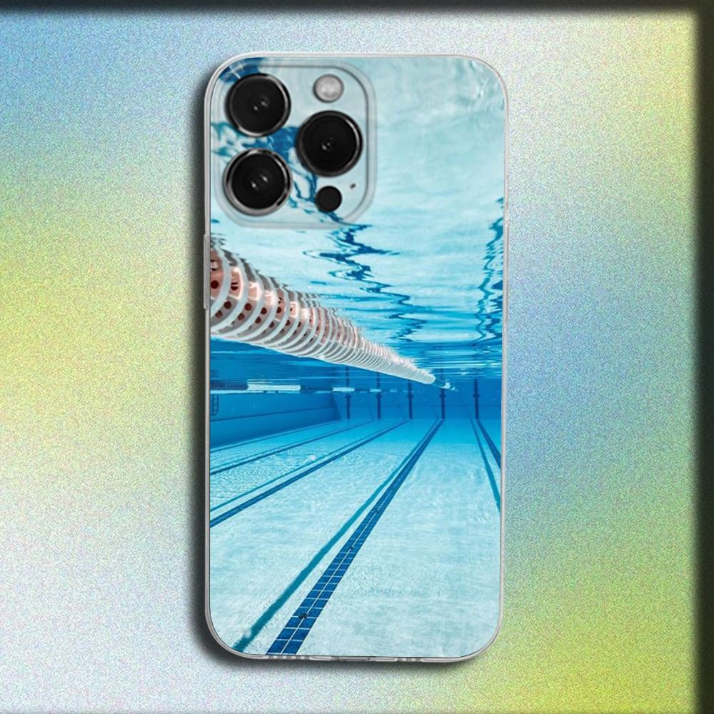 

Swimming Pool Water Phone Case For iPhone 16,15,14,13,12,11 Plus,Pro,Max,XR,XS,X,Plus,SE,Mini Transparent Soft Cover iPhone14ProMax