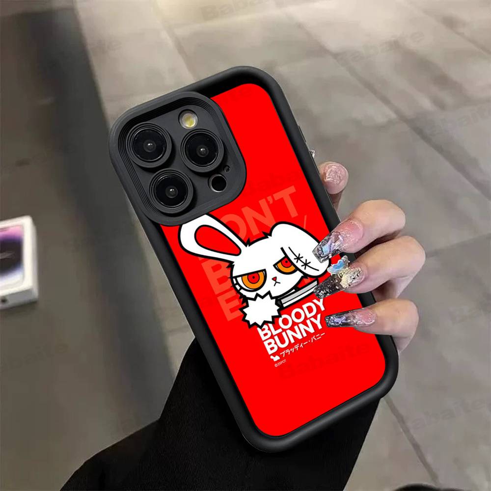 Anime B-Bloody Bunny Silicone Soft Phone Case For IPhone 17 16 14 13 12 11 15 Pro Max Plus Air Cover