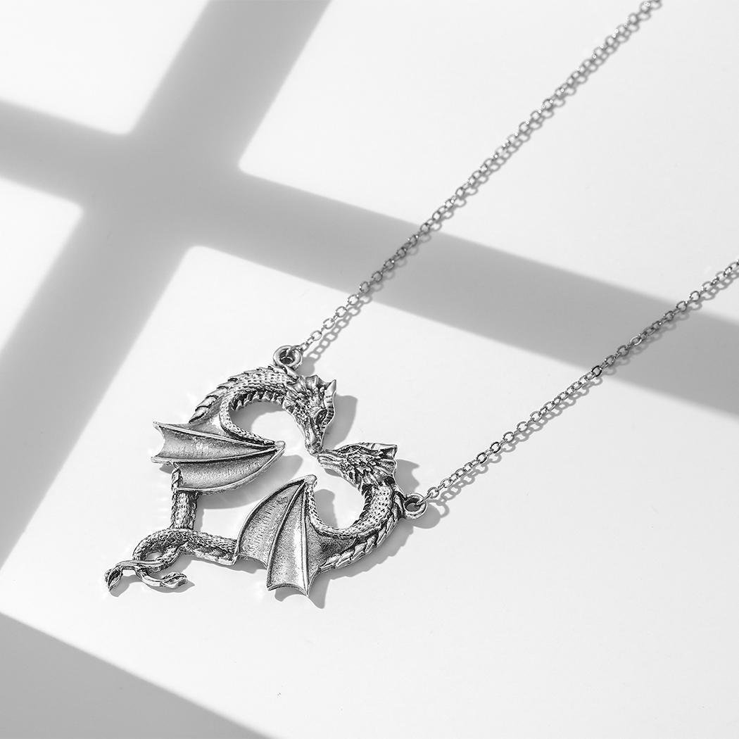 

Kinitial April Mother s Day Gift Stainless Steel Dragon Necklace Heart Shape Love Symbol Pendant Jewelry Pendant Necklace срібний