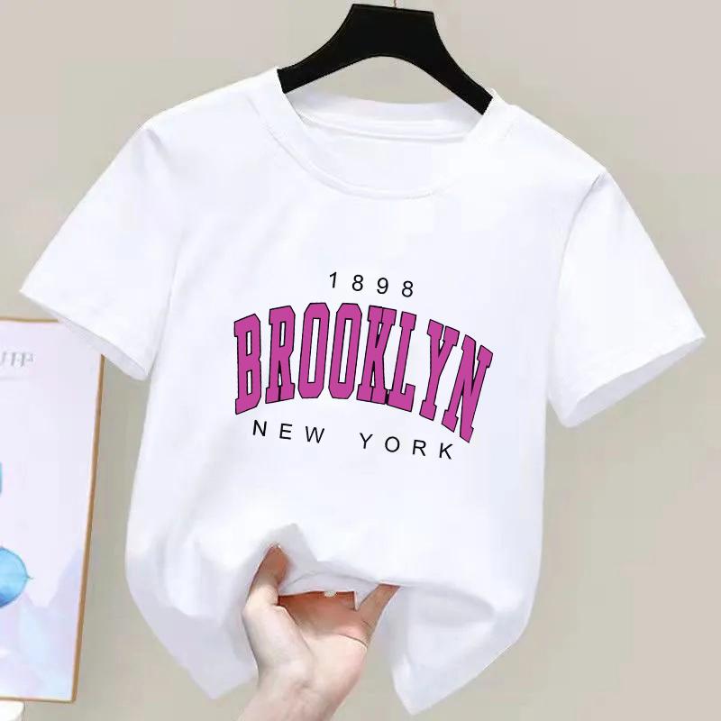 T Shirt Los Angeles Number 91 Brooklyn Graphic Round Neck Kids Tshirt Casual Girls Top