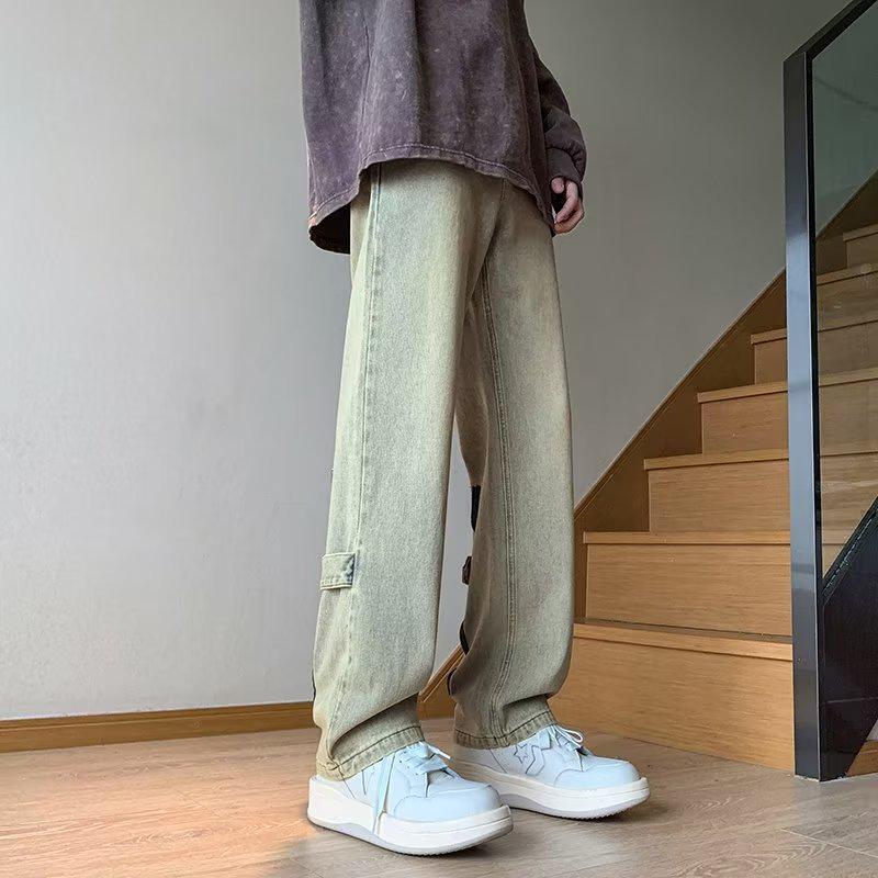 2023 Men's Hong Kong Style Letter Jeans - Trendy Hip-Hop High Street Fashion