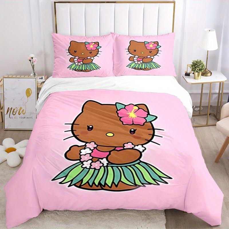 

3 шт. Набор постельного белья Hello Kitty, дышащий полиэстер, мягкое пододеяльник и 2 наволочки, подходит для всех сезонов, 082634b 135x200cm