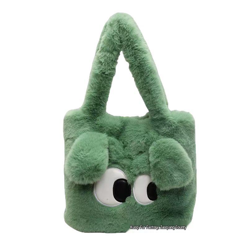 Adorable Big-Eyed Dog Plush Crossbody Bag - Women's Versatile, Large Capacity, One-Shoulder Furry Bag