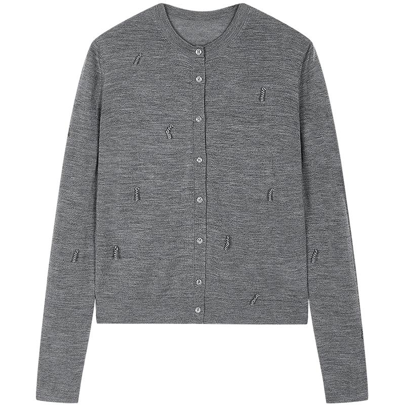 JNBY 2025 Fall Slim-Fit 100% Wool Cardigan