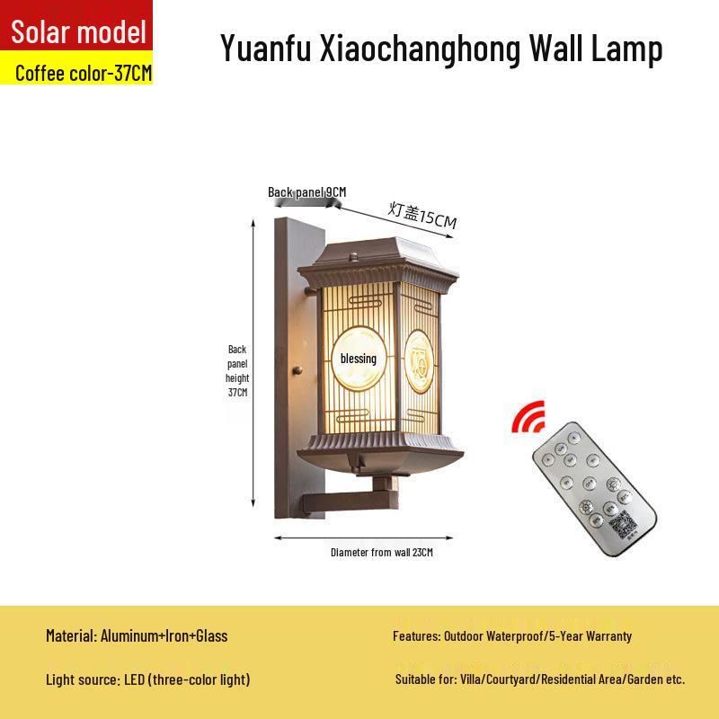New Chinese Solar Waterproof Wall Lamp for Villas, Courtyards, Aisles, Balconies, and Stairways