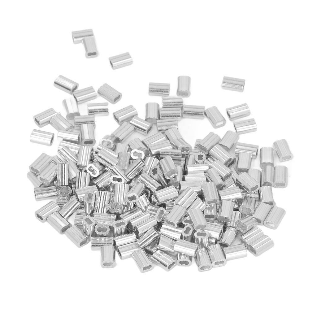 400pcs Fishing Line Connector Sleeves Double Hole Fixation Aluminum Crimping Loop Sleeve for Beauty Salon
