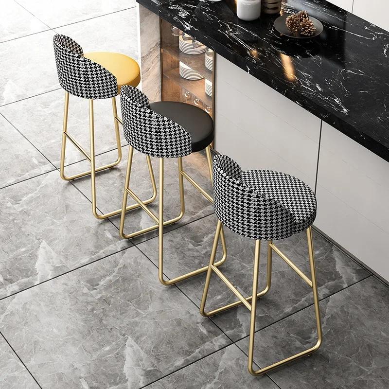 Nordic 65cm Leather Bar Stool – INS Luxury Design with Gold Legs, Backrest, Ideal for Kitchen & Home Bar