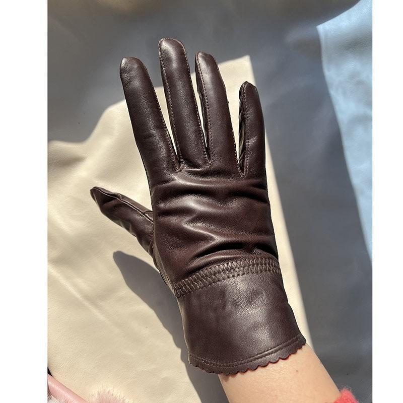 Sheepskin Gloves Thin Lined With Fleece Warm Winter Women Men Daily Use