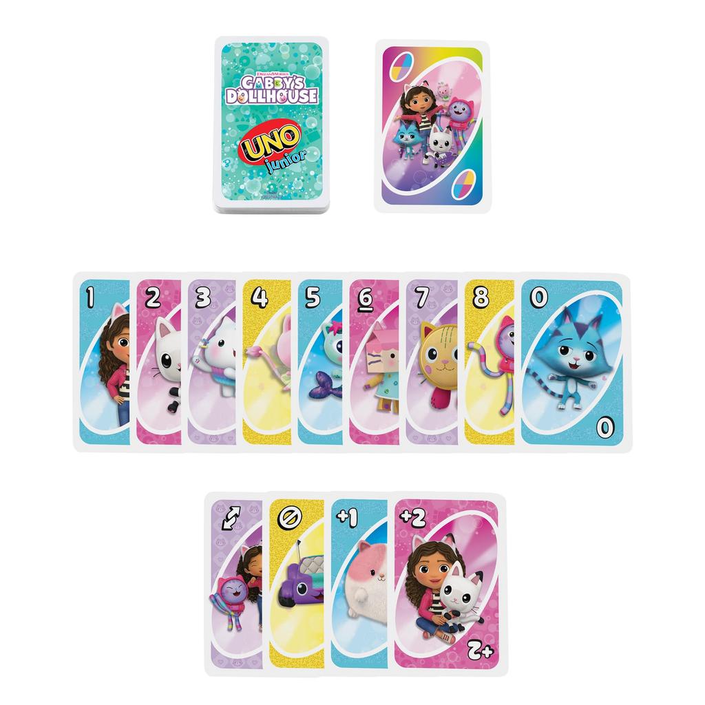 Mattel Game UNO Junior Dollhouse Game Educational Card Game for Ages 3 and Pink JLH17 Gabby's - 2-4 Players, Up,