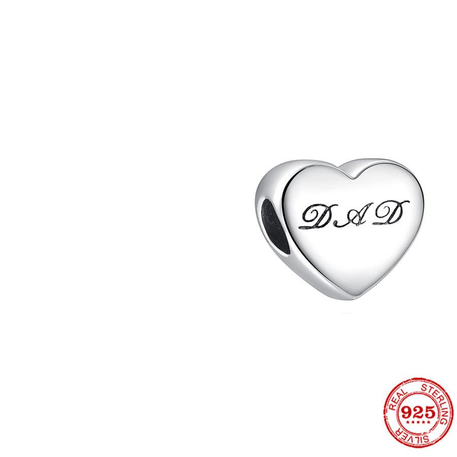 Nový Měděný Bratr Sestra Máma Táta Syn Dcera Manželka Srdce Přívěsek Korálek Pro Ženy Pasuje na Originální Náramek Diy Šperky