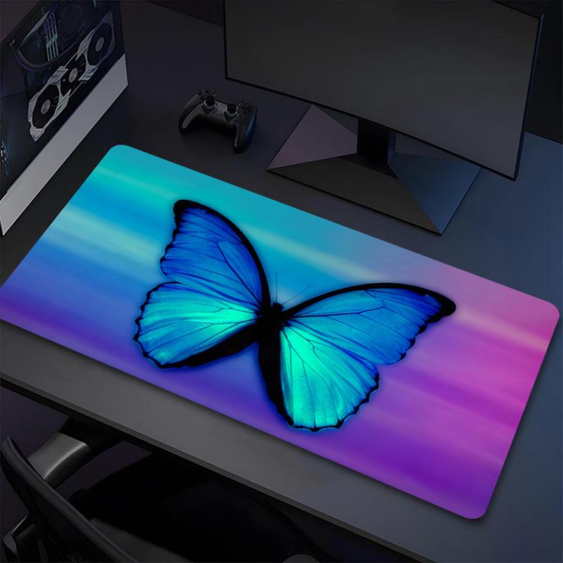 Blue Butterfly Xl Gaming Mouse Pad Nonslip Rubber Base Stitched Edge Waterproof Desk Mat For Pc Laptop Gamer Office Computer Accessories C927116