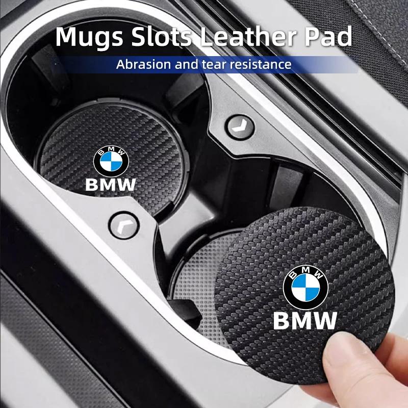 2025 Car Carbon Leathe Coasters Pads  Centre Console Cup Non-Slip Mats For BMW E30 E34 E36 E39 E46 E52 E53 E60 E61 E62 E70 E
