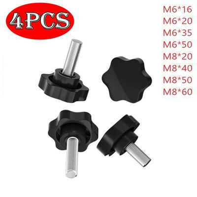 4PCS Practical Clamping Nut Threaded Thumb Screw Star Knobs Grips Carbon Steel Star Shaped Head Knob