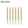 6Pcs 3-8mm Serrated Drill Bits Serrated Grooving 3 In 1 HSS Twist Drill Bits Titanium Coated Spiral Jagged Saw Grooving Tool Set