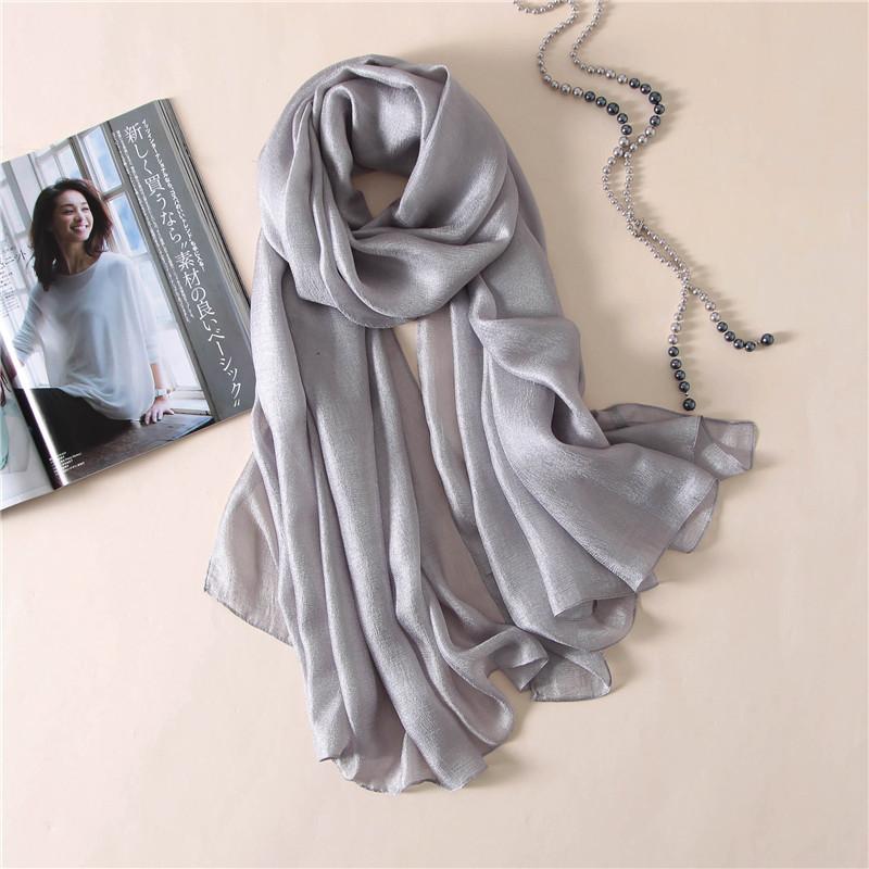 Luksusmerke Dame Mote Skjerf Ensfarget Silke Lin Sjal Skjerf Sommer Dame Bandanaer Pashmina Foulard Hijab 180*90Cm