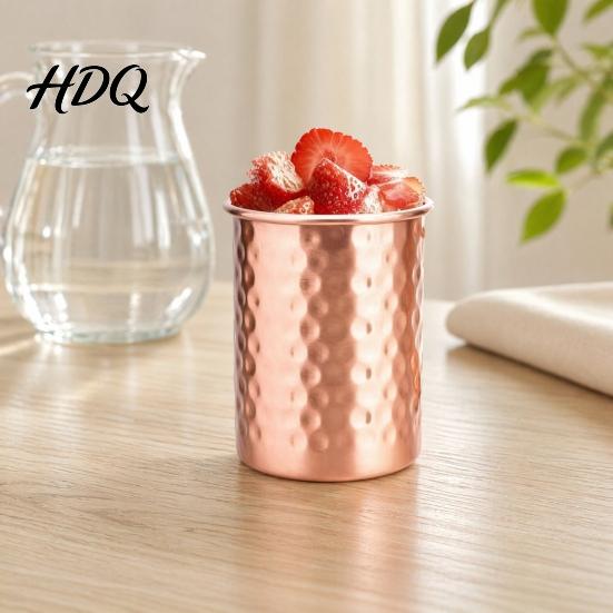 Eco-friendly Reusable Cup Hammered Stainless Steel Cup with Stable Base Durable Drinking