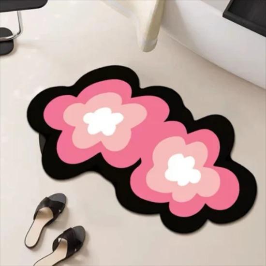 Flower special-shaped toilet bathroom entrance door suction pad foot pad  diatom mud non-slip pad washing table love
