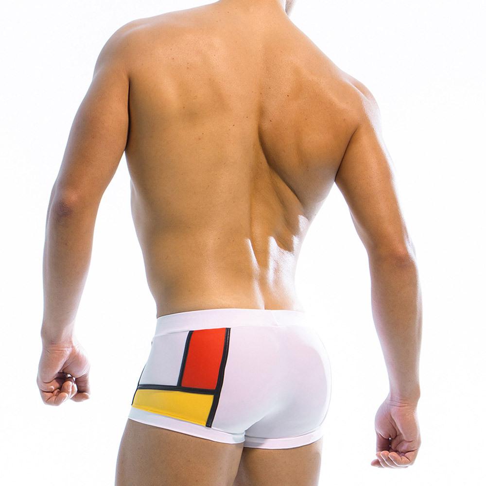 UXH Men's Patchwork Multicolor Briefs - Sleek, Sexy, and Anti-Exposure Beachwear.