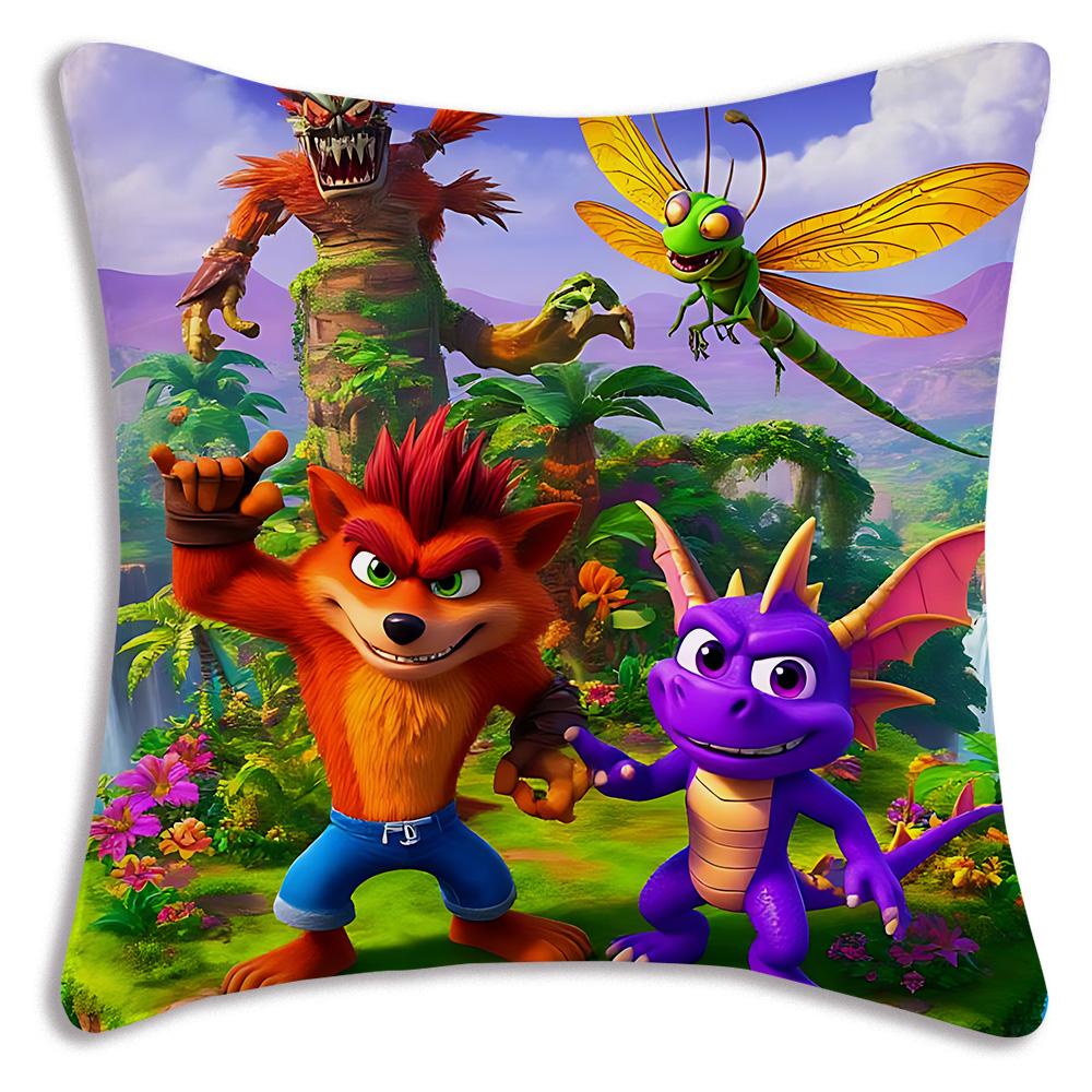 Cartoon Crashs B-Bandicoots Pillow Covers Cartoon Sofa Decorative Home Double-sided Printing Short Plush Cute Cushion Cover