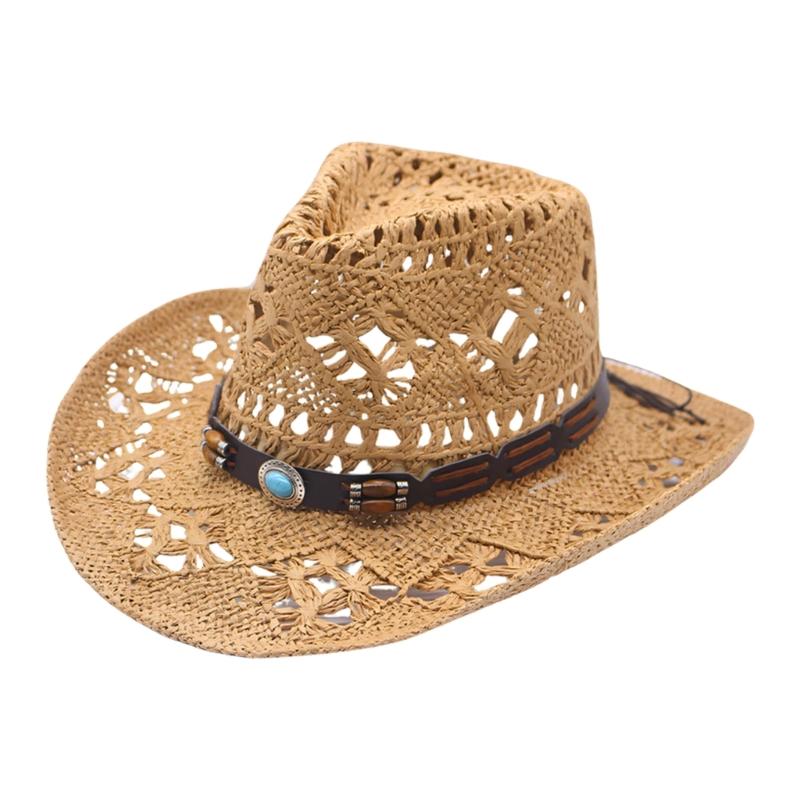Elegant Straw Sun Hat With Wide Brims For Women Girl Beach Wear Outdoor Activity Breathable Handwoven Hollow Panama Hat